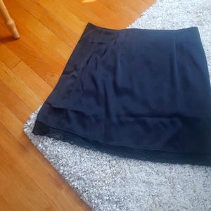 NASTY GAL black lace edged satin mini skirt - size 16.